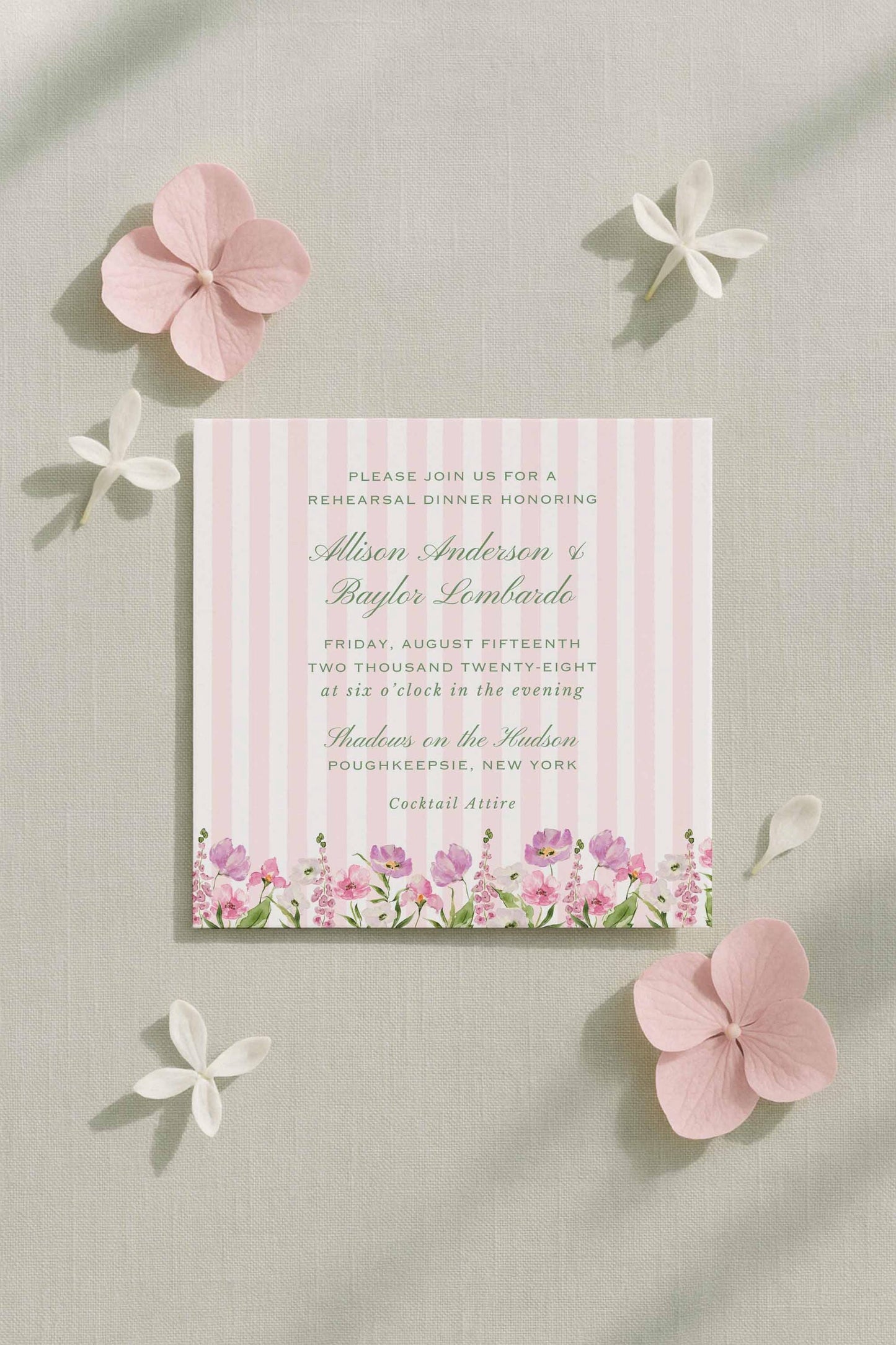 Purple Floral Rehearsal Dinner Invitation