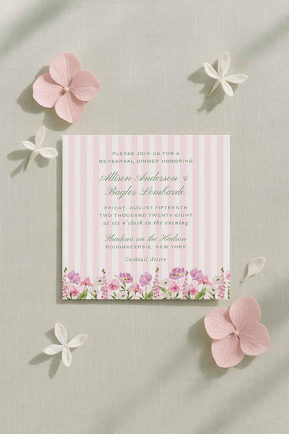 Purple Floral Rehearsal Dinner Invitation