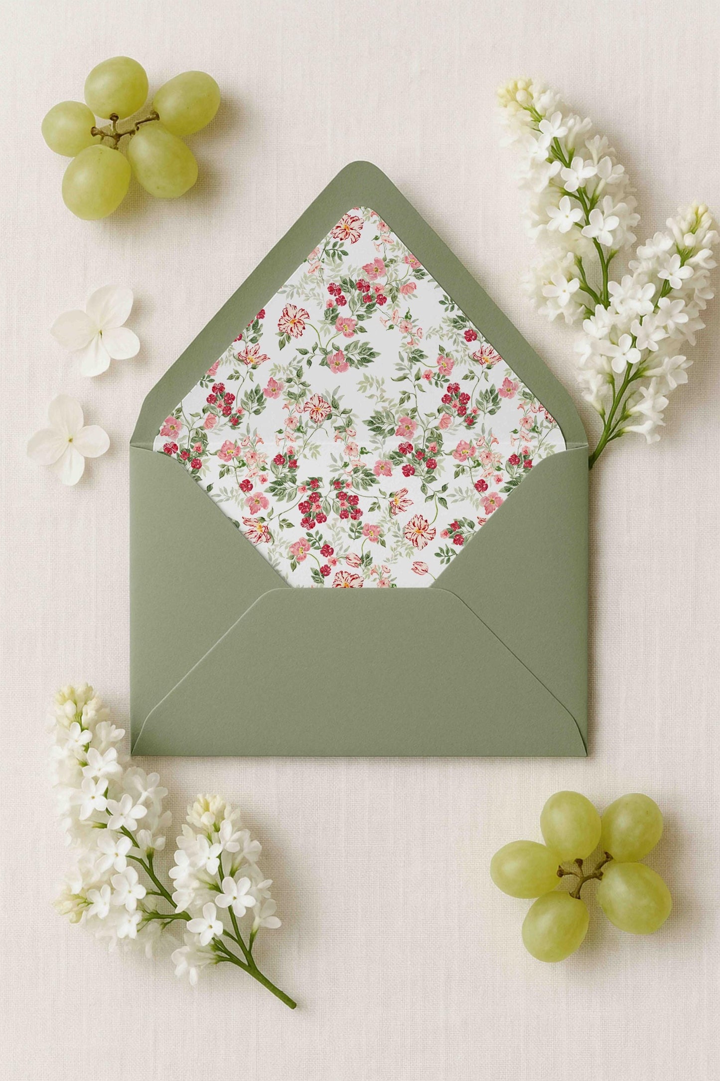 Dusty Pink Floral Envelope Liner Template