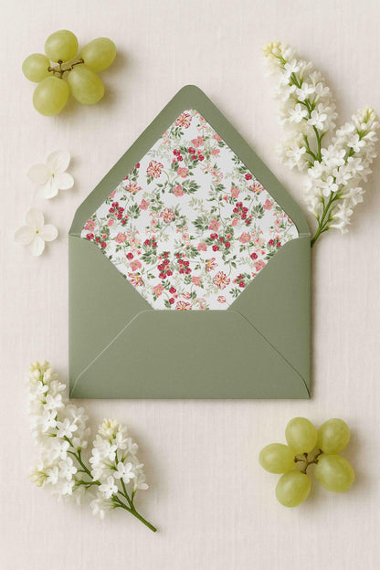 Dusty Pink Floral Envelope Liner Template