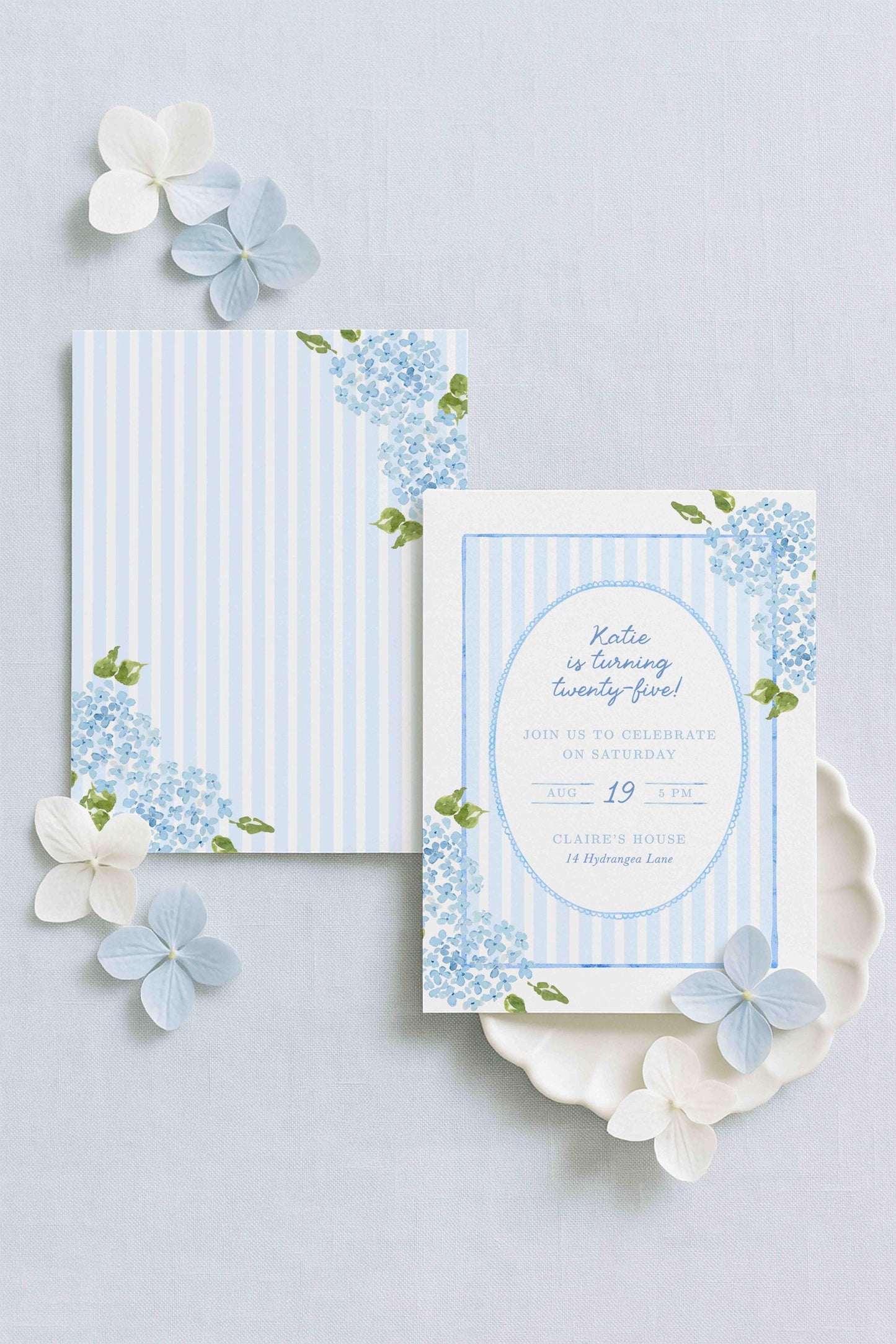 Hydrangea Birthday Invitation Template