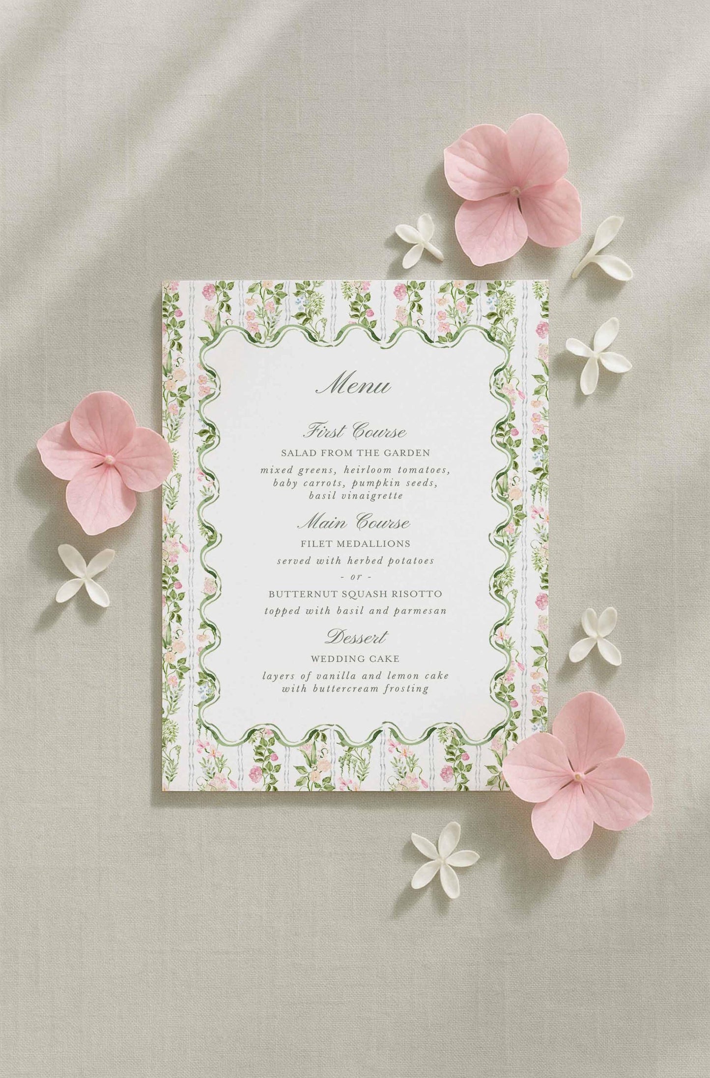Hand-Painted Floral Wedding Menu Template