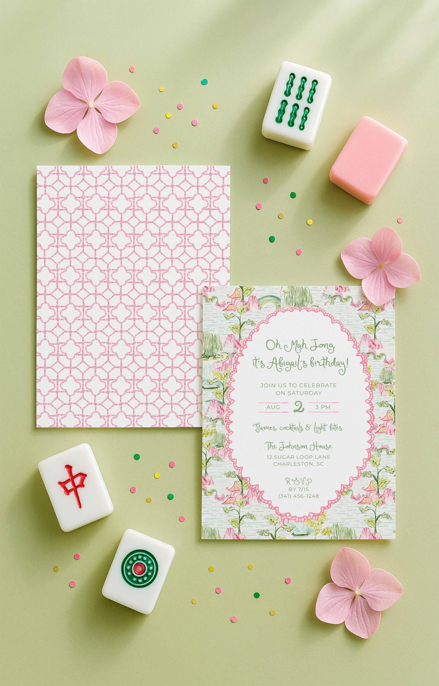 Mahjong Birthday Invitation Template