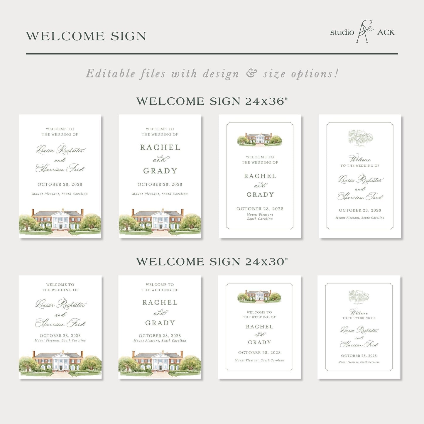 Boone Hall Wedding Template Bundle