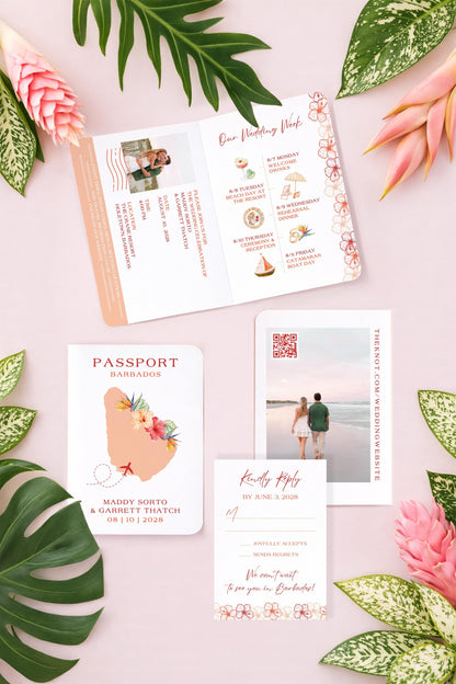 Birds of Paradise Wedding Passport Invitation Template