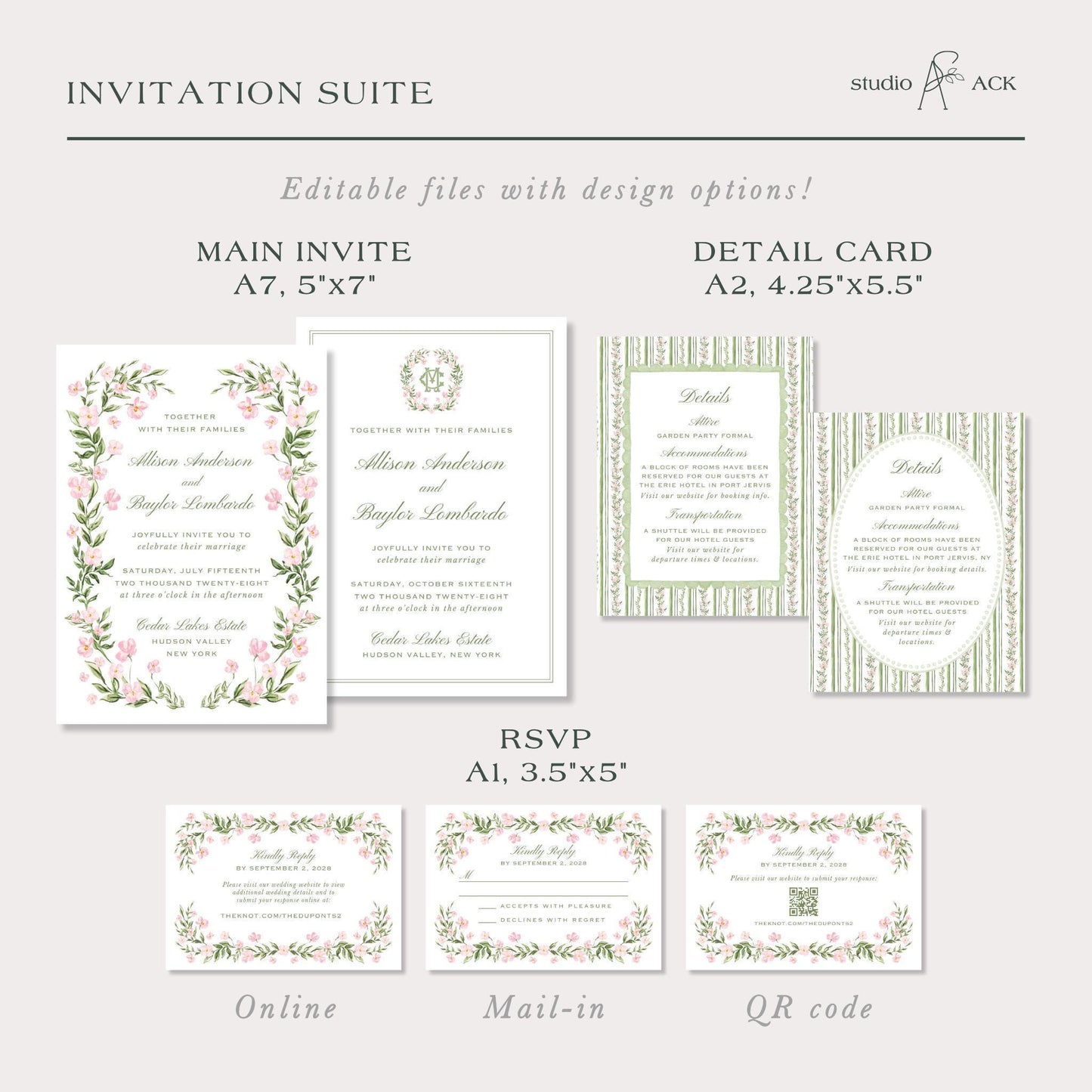 Grandmillennial Floral Wedding Template Bundle