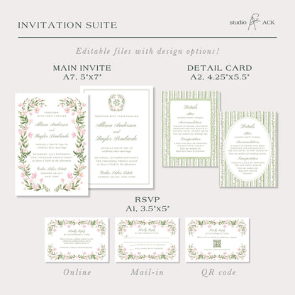 Grandmillennial Floral Wedding Template Bundle