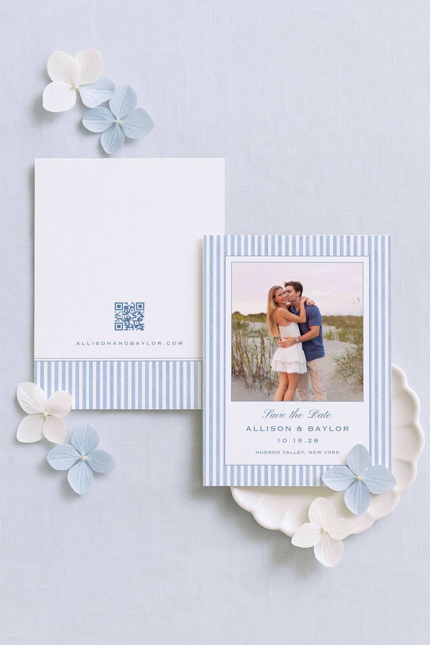 Blue Striped Save the Date Template