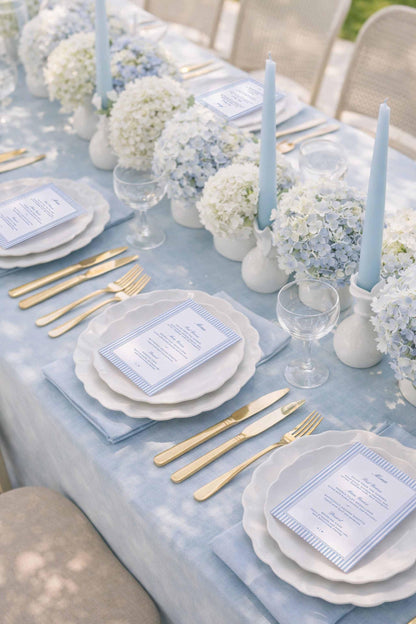 Blue Striped Wedding Menu Template