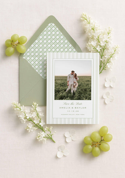 Green Rattan Save the Date Template