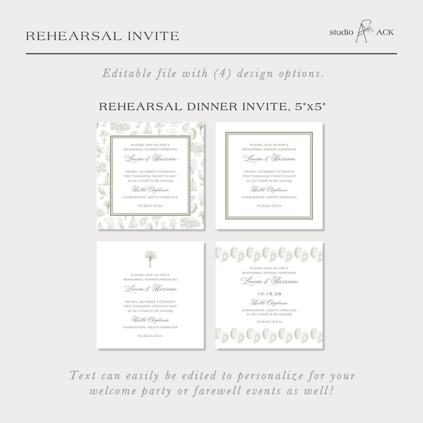 Southern Toile Rehearsal Dinner Invitation
