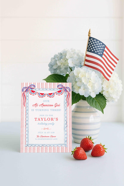 All American Girl Birthday Invitation Template