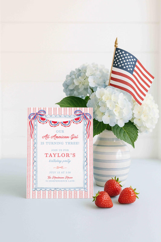 All American Girl Birthday Invitation Template