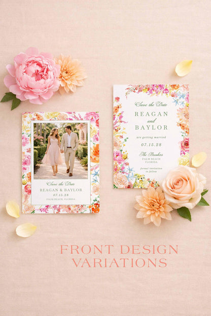 Colorful Floral Save the Date Template