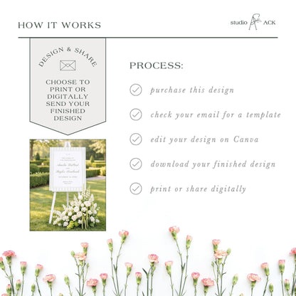Green Striped Wedding Welcome Sign Template