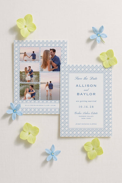 Blue Rattan Save the Date Template