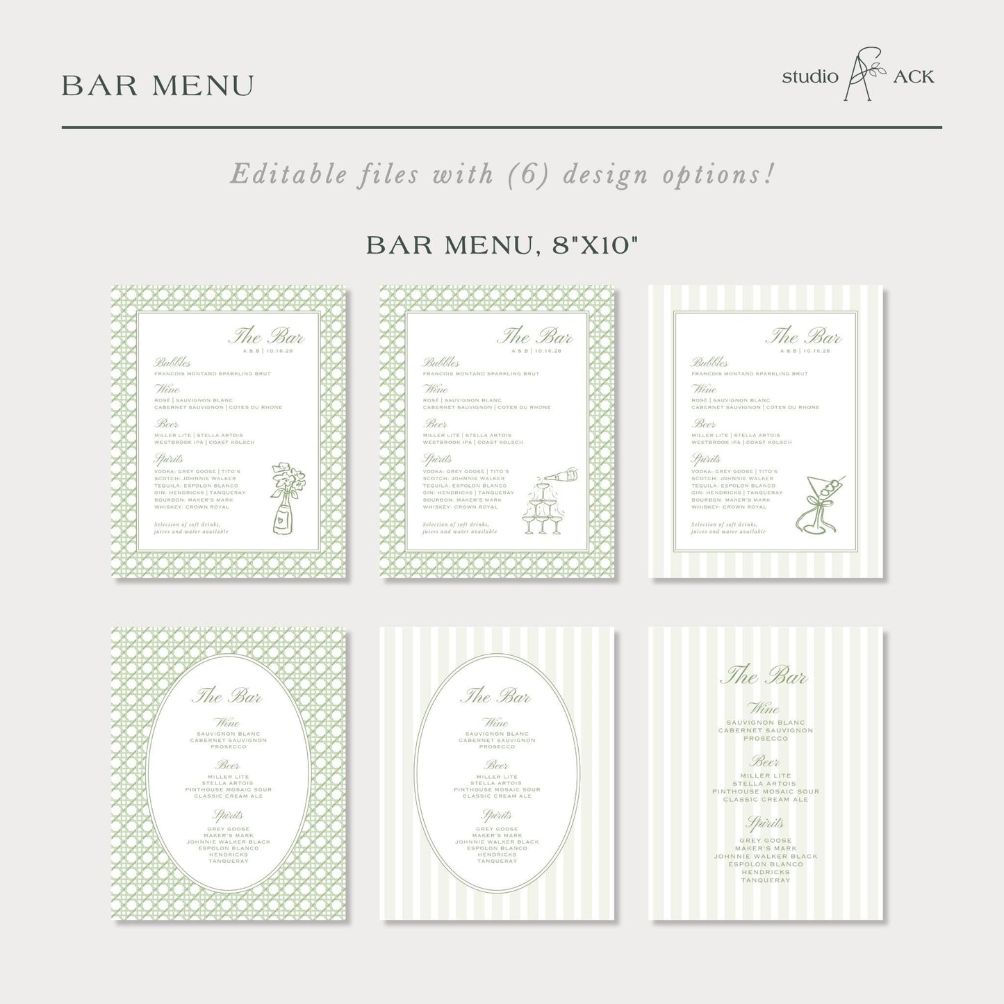 Green Rattan Wedding Template Bundle