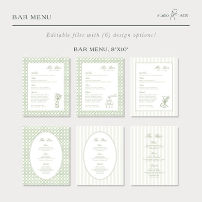Green Rattan Wedding Template Bundle