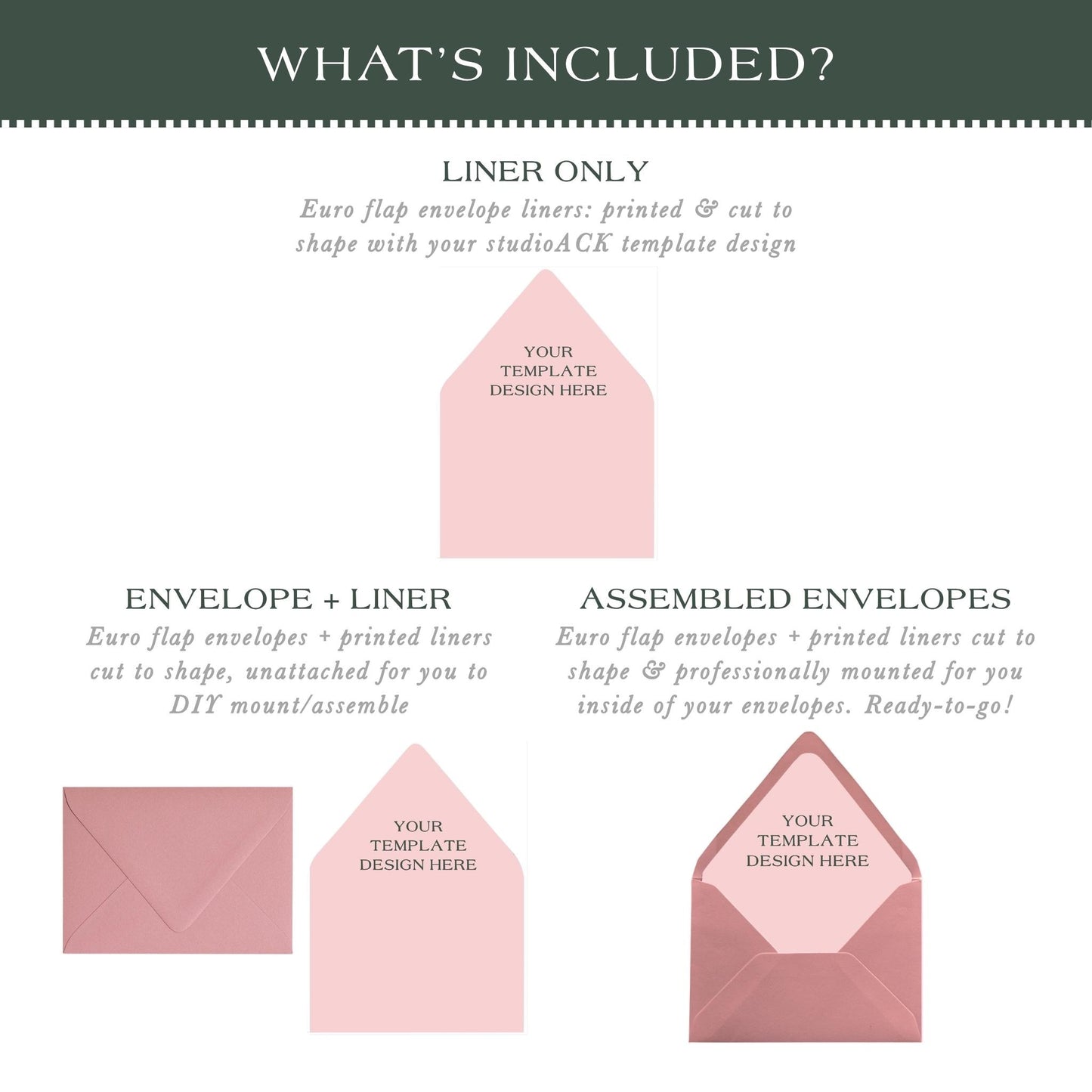 Envelope Liner Printing | Professional Wedding Liners & Envelopes | Euro or Square Flap in A1, A2, A6, A7 or A9 Size