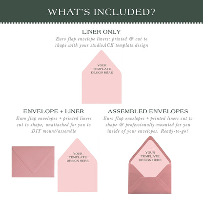 Envelope Liner Printing | Professional Wedding Liners & Envelopes | Euro or Square Flap in A1, A2, A6, A7 or A9 Size