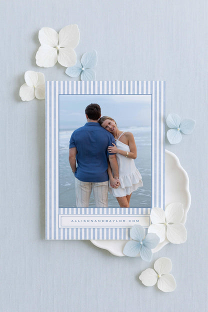 Blue Striped Save the Date Template