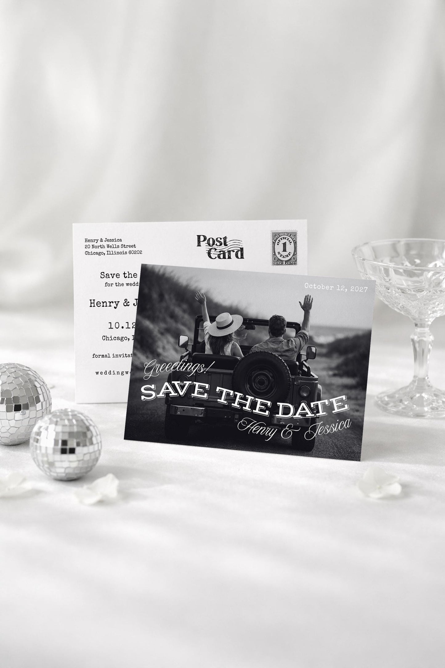 Greetings! Save the Date Postcard Template