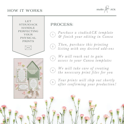 Invitation Suite Professional Printing | Wedding Invite Card Stock Prints with Envelopes & Liners | Template Printing from studioACK