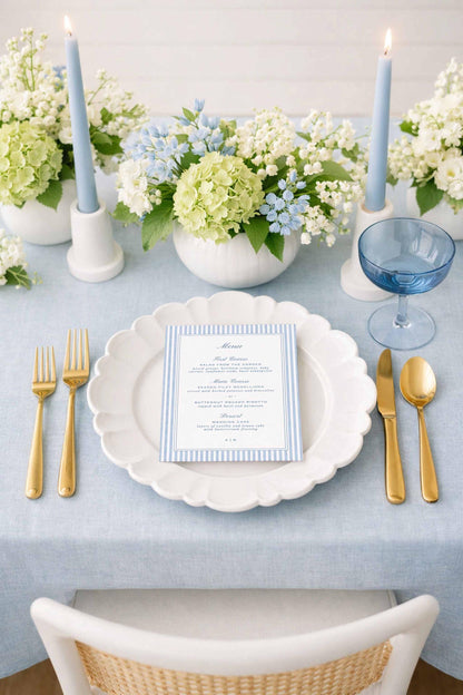 Blue Rattan Wedding Menu Template