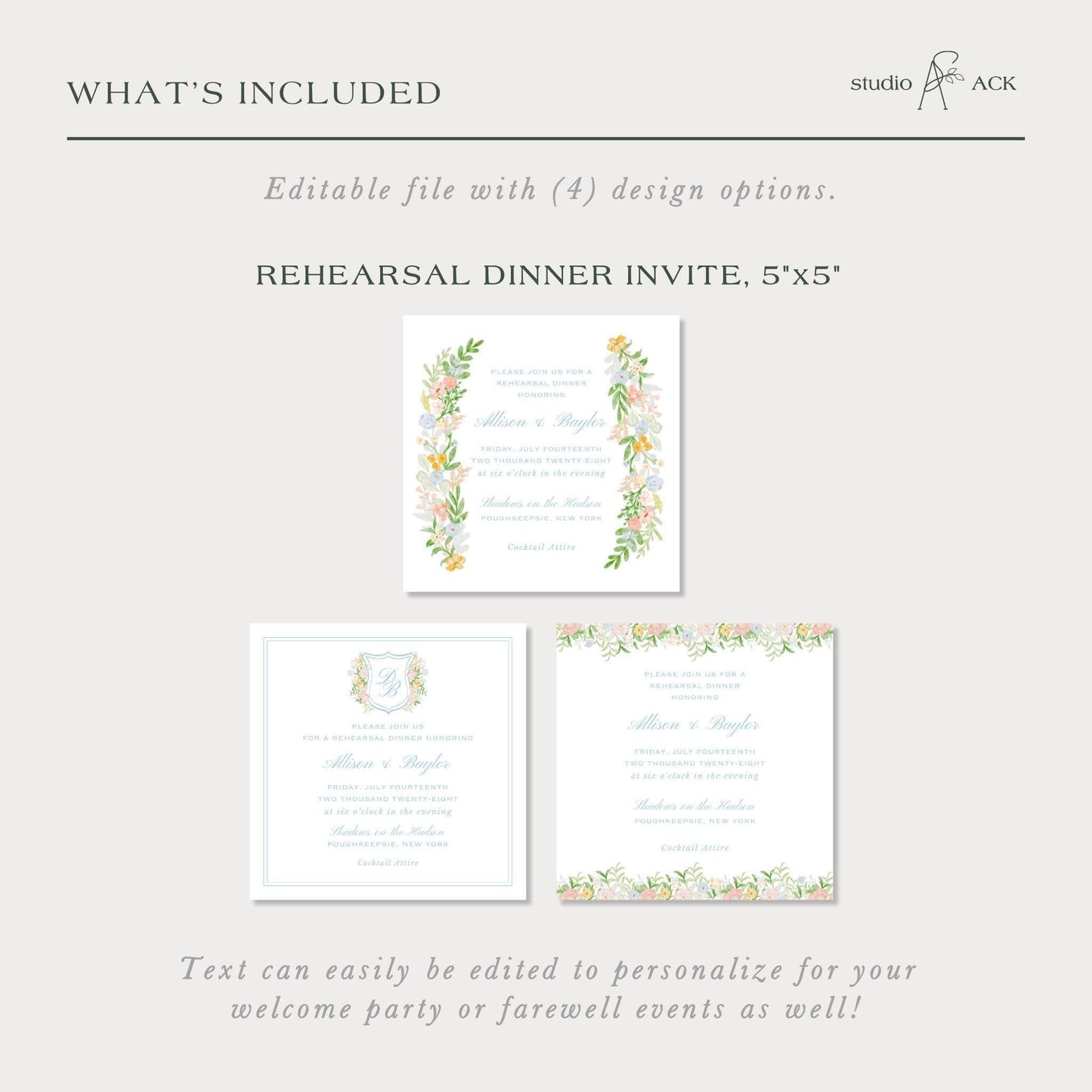Colorful Floral Rehearsal Dinner Invitation