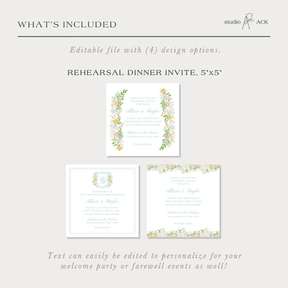 Colorful Floral Rehearsal Dinner Invitation