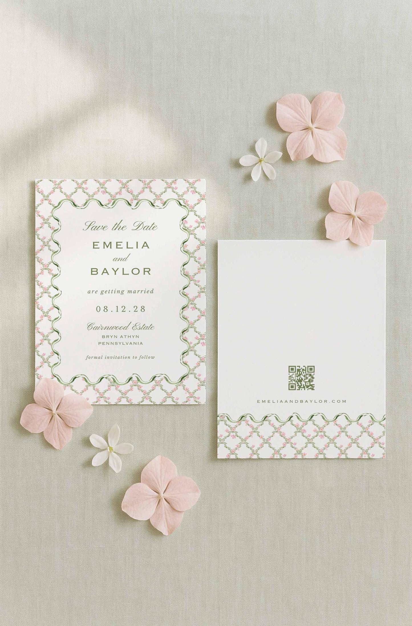 Watercolor Trellis Save the Date Template