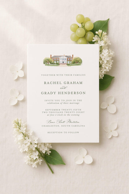Boone Hall Wedding Invitation Suite Template