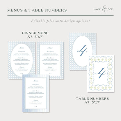 Blue Rattan Wedding Template Bundle