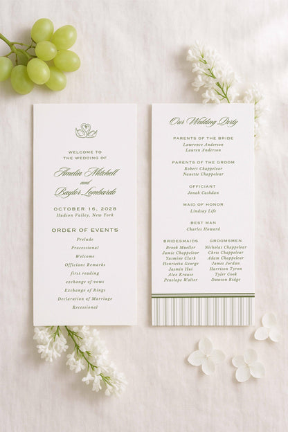 Old Money Striped Wedding Program Template