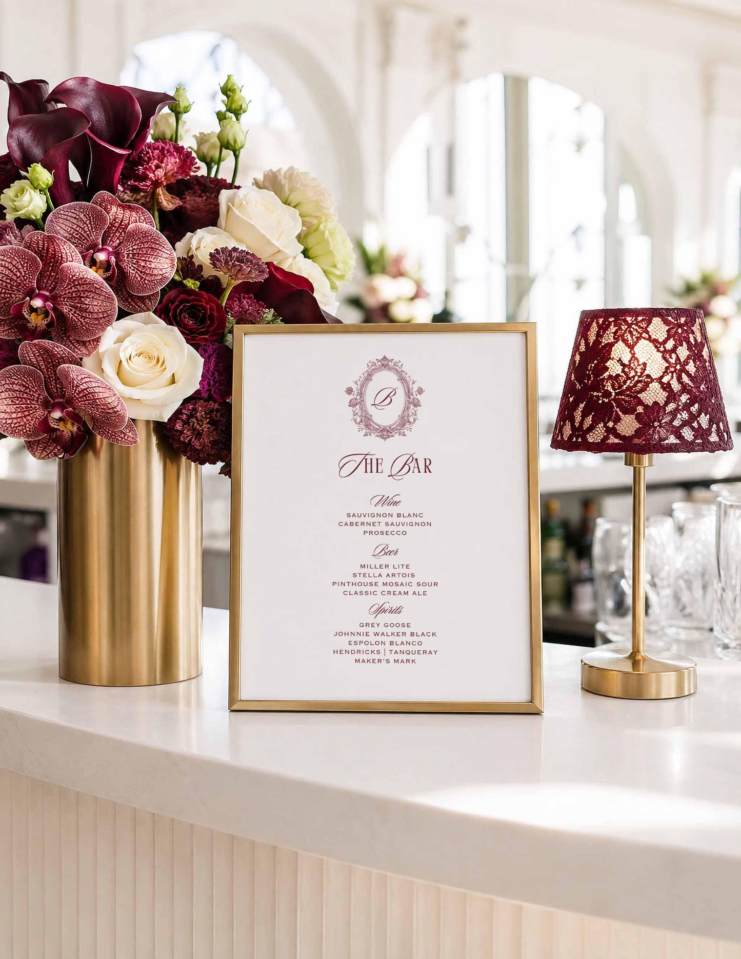 Vintage Lace Wedding Bar Menu Template