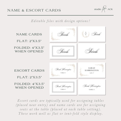 Neutral Floral Line Art Wedding Template Bundle