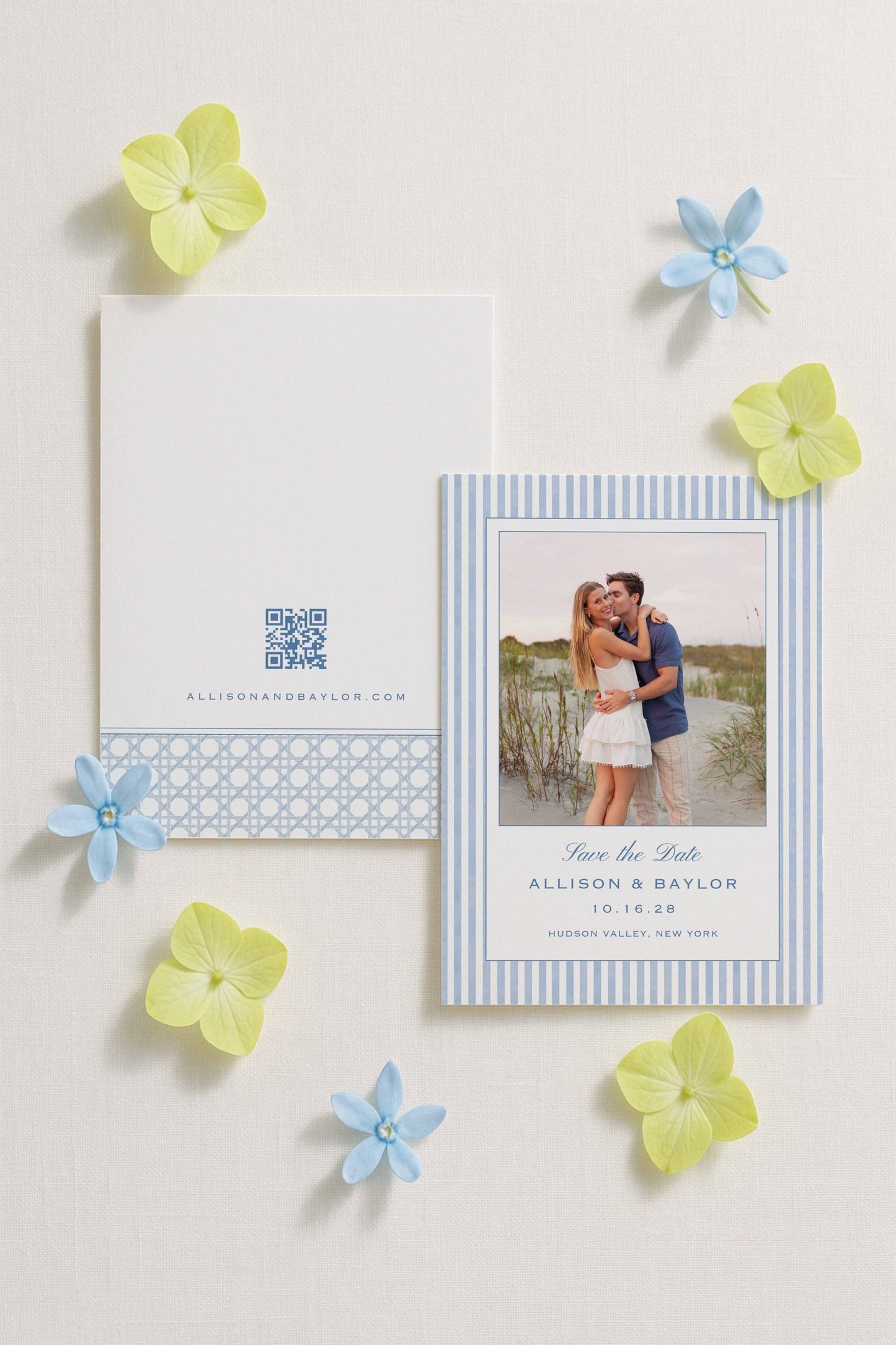 Blue Rattan Save the Date Template