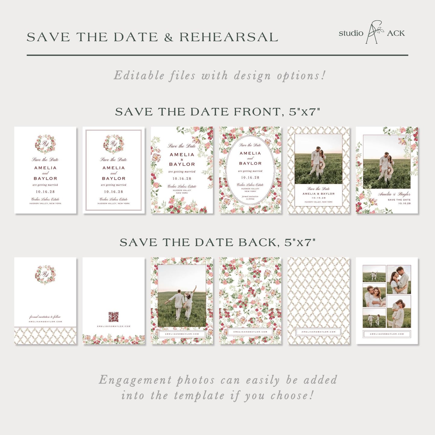 Dusty Pink Floral Save the Date Template