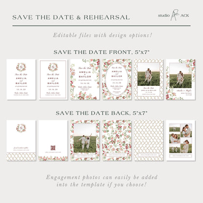 Dusty Pink Floral Save the Date Template