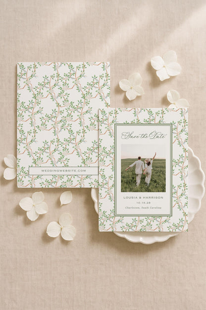 Neutral Chinoiserie Save the Date Template