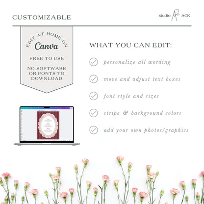 Vintage Lace Wedding Bar Menu Template