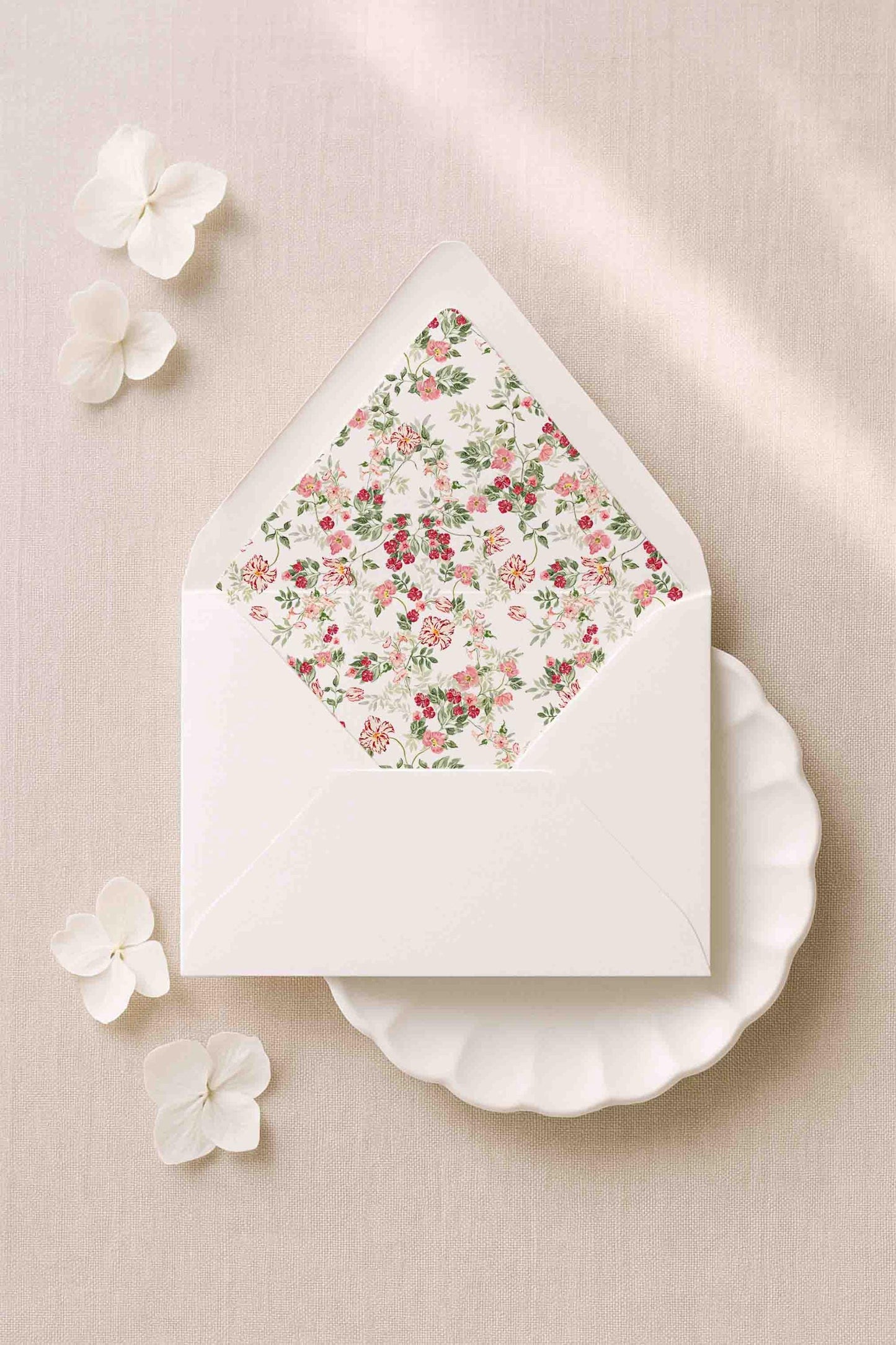 Dusty Pink Floral Envelope Liner Template