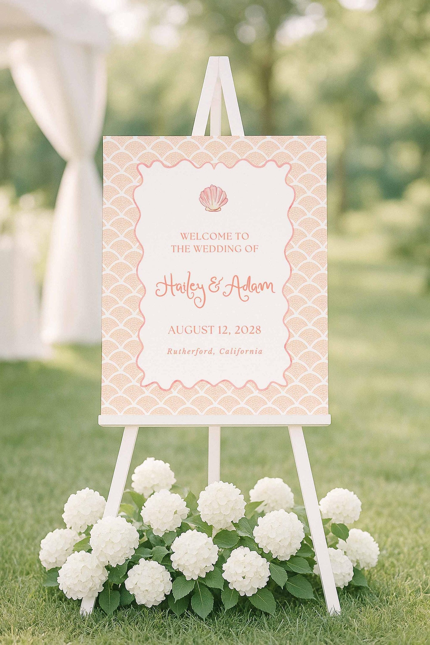 Whimsical Beach Wedding Welcome Sign Template