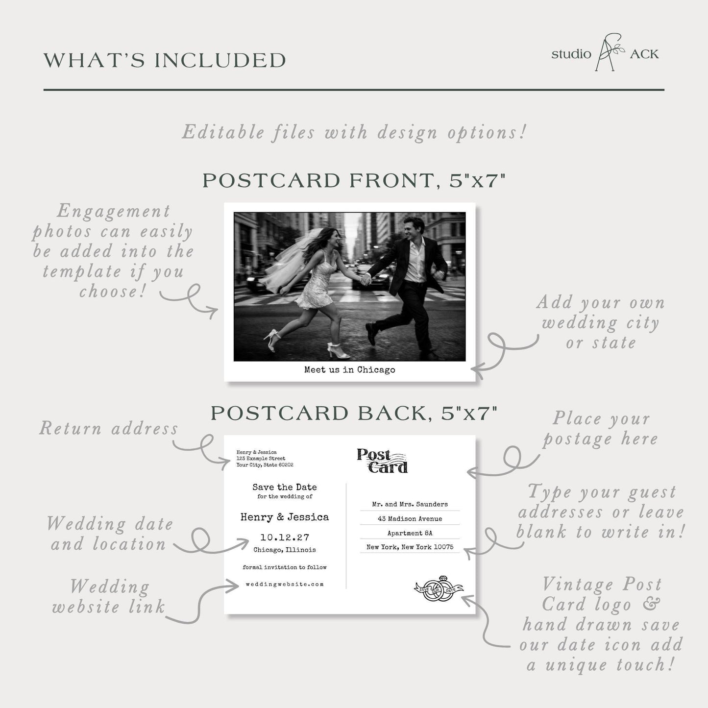 Vintage Polaroid Typewriter Postcard Save the Date Template