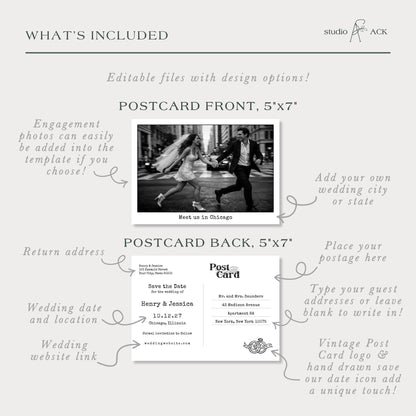 Vintage Polaroid Typewriter Postcard Save the Date Template