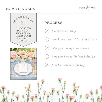 Colorful Floral Wedding Menu Template