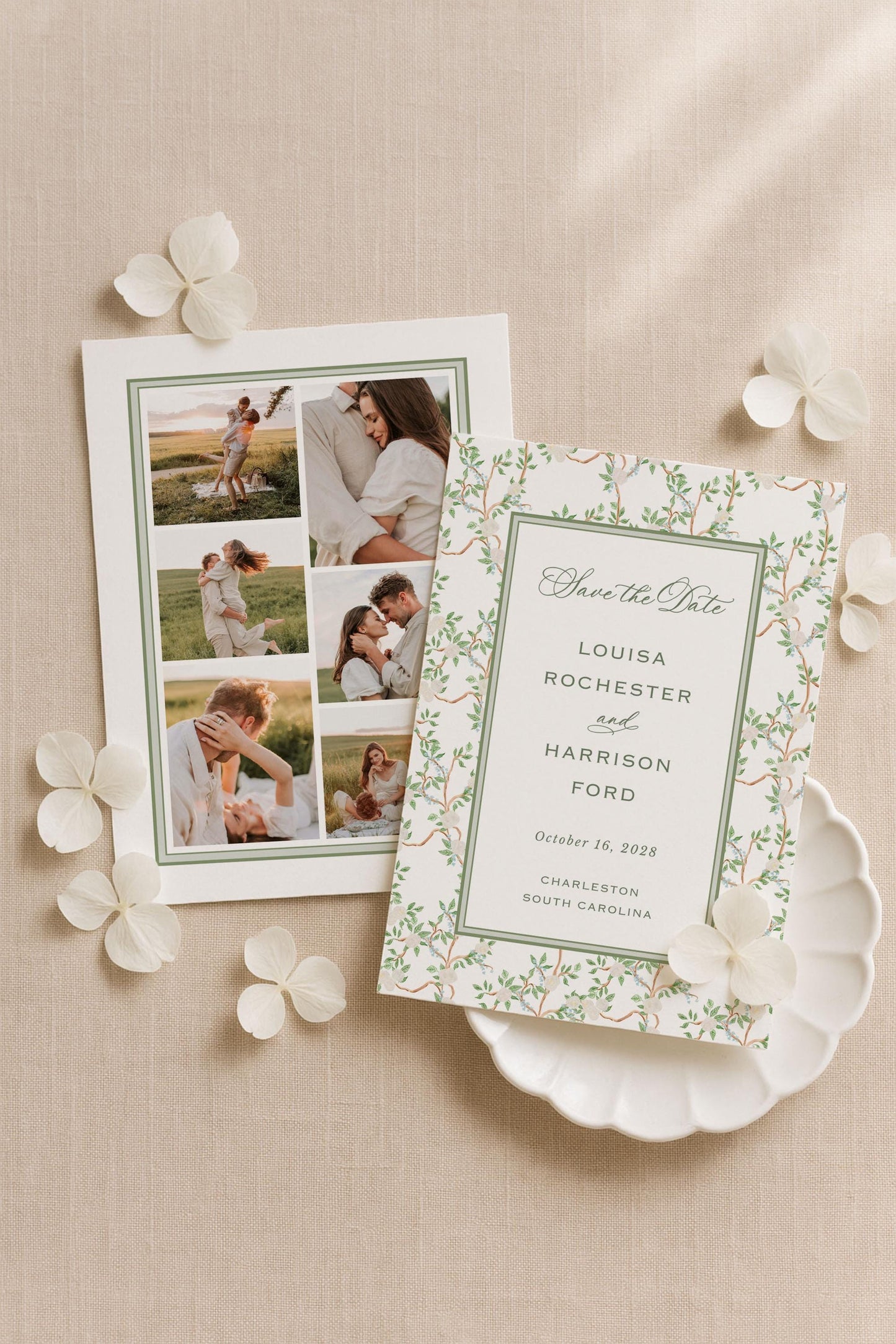 Neutral Chinoiserie Save the Date Template