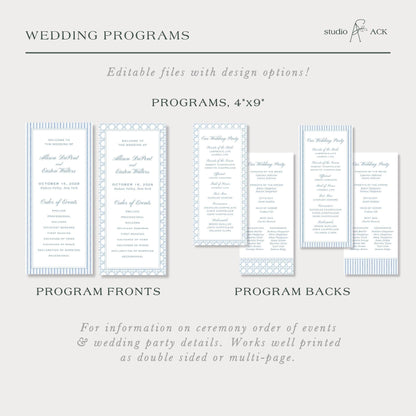 Blue Rattan Wedding Program Template