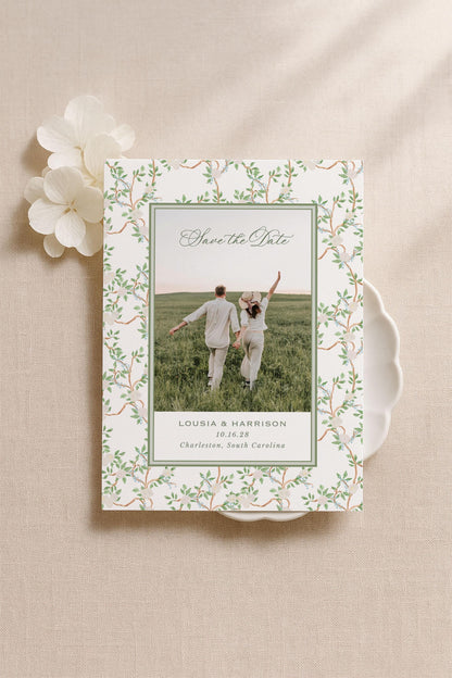 Neutral Chinoiserie Save the Date Template