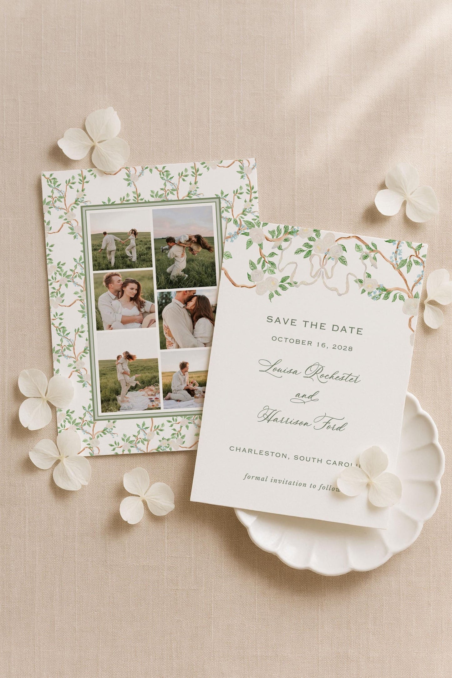 Neutral Chinoiserie Save the Date Template